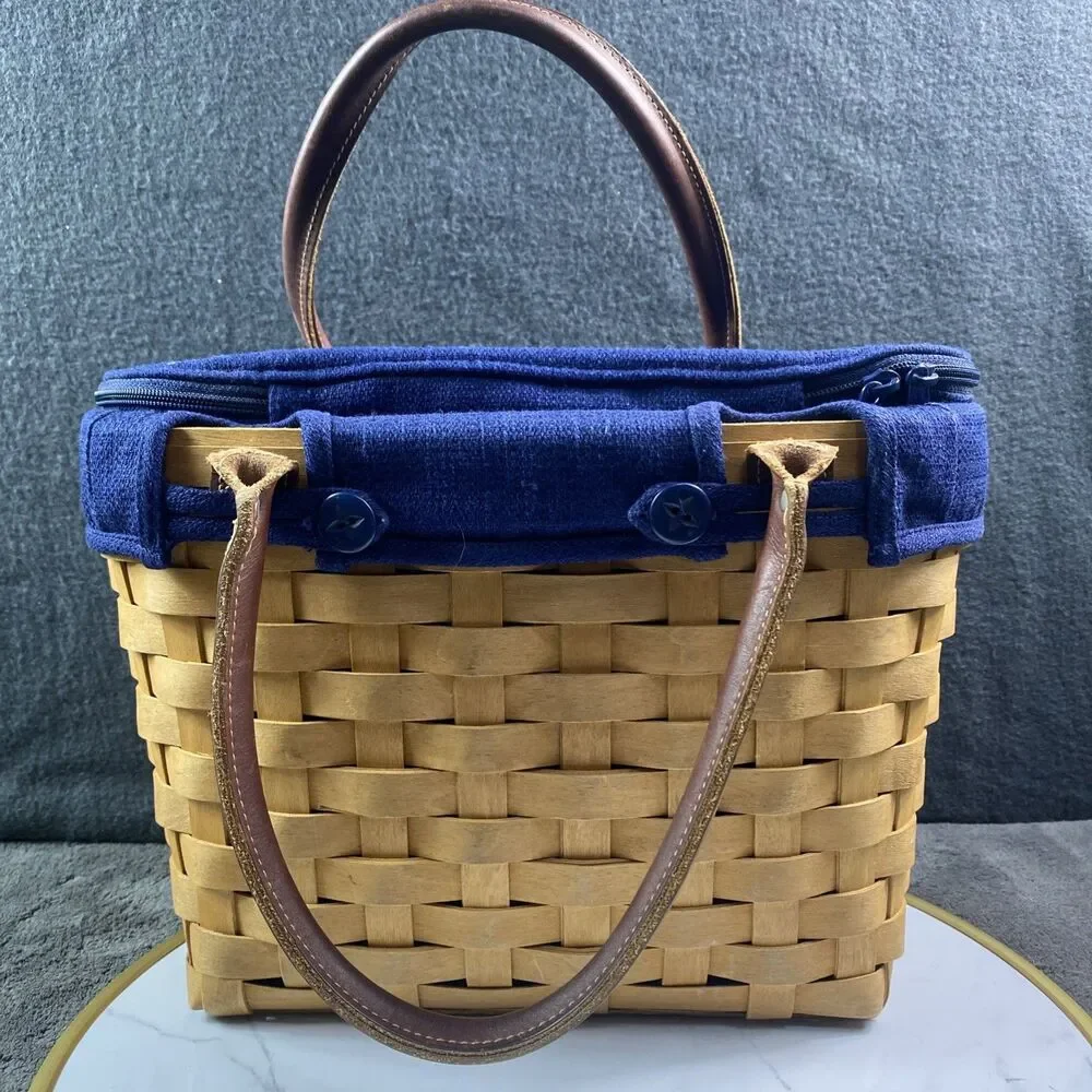2003 Longaberger Medium Boardwalk Basket Purse Tote Liner Protector Tailgate